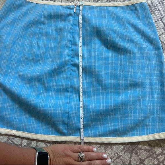 Urban Outifitters UO Picnic Dolphin Hem Mini Skirt Blue White Multi - Picture 9 of 10